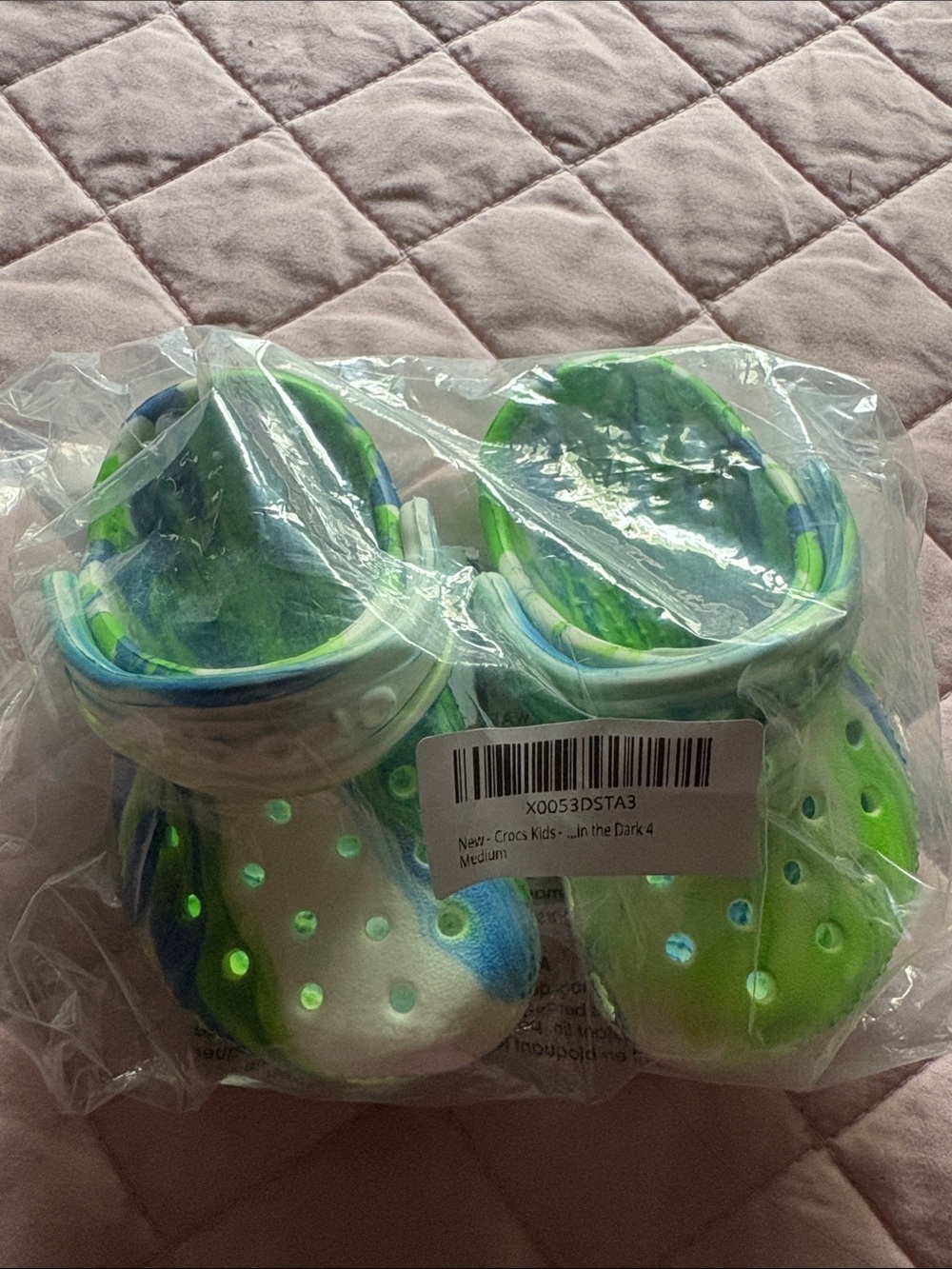 CROCS Kids Glow-in-the-Dark Clogs in Green and Blue